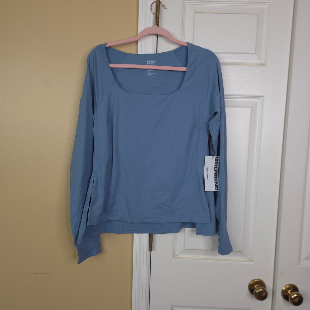 Girlfriend Collective Tahoe Blue ReSet High-Low Long Sleeve Top Size XL